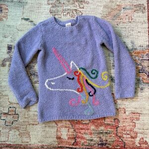 Hanna Andersson Fuzzy Purple Rainbow Unicorn Long Sleeve Sweater US 10 140 CM